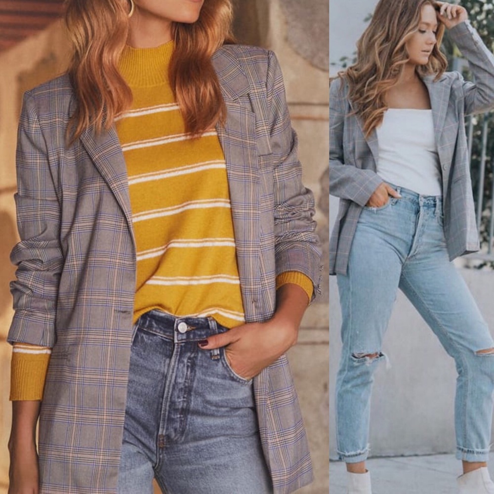 🆕 Grey and Blue Plaid Blazer